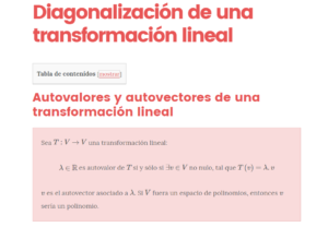 diagonalización de una transformación lineal