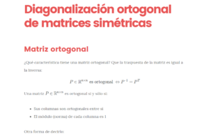 diagonalización ortogonal de matrices simétricas