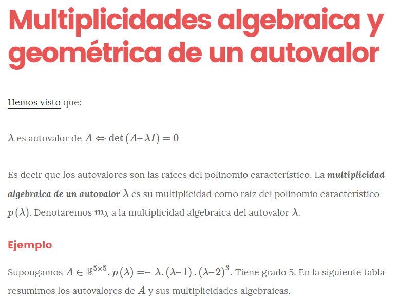 Mutiplicidad Algebraica y Geométrica de un Autovalor - [Álgebra UTN]