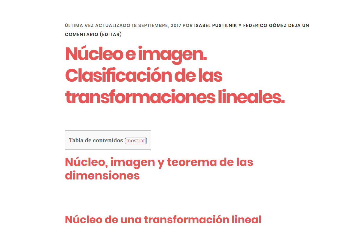 Clasificación de las Transformaciones Lineales. Núcleo e imagen de TL.
